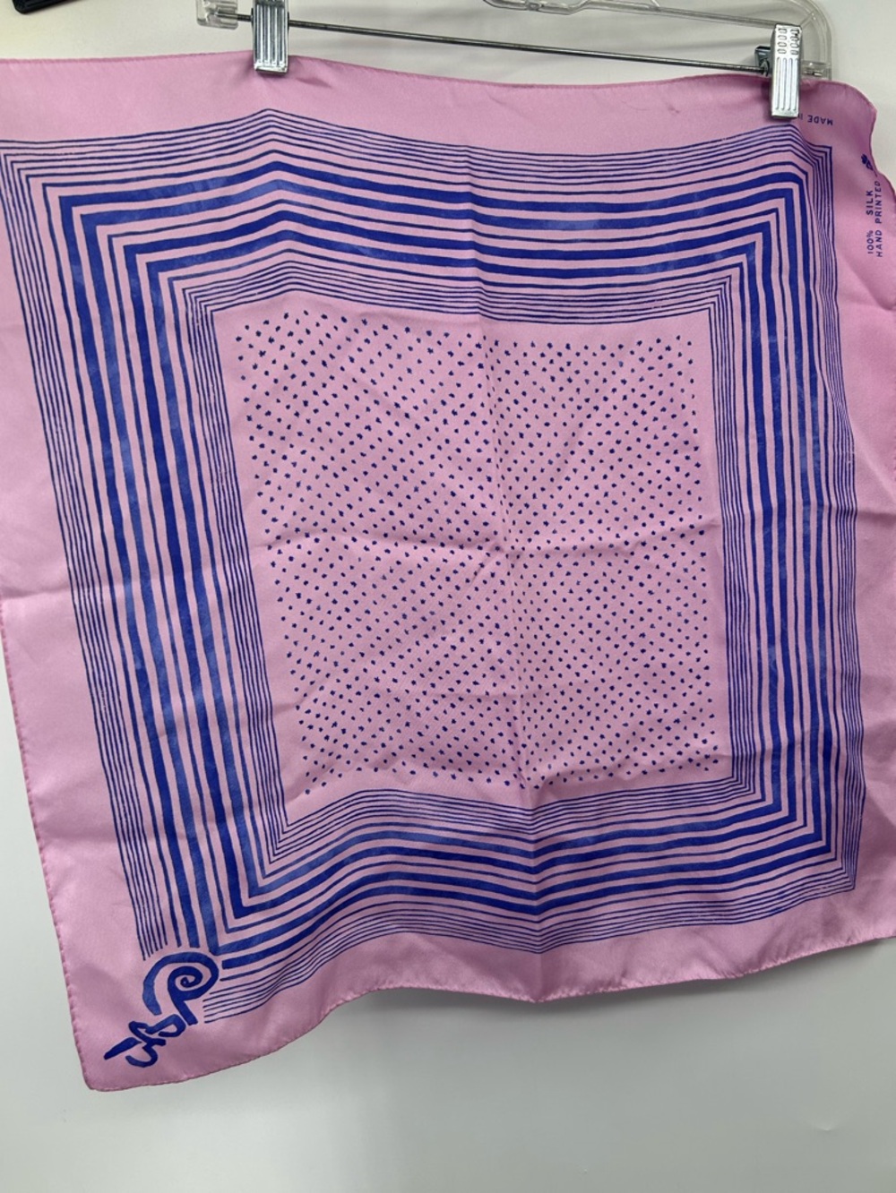 45Rpm Silk Scarf Pink Blue Handpainted Square